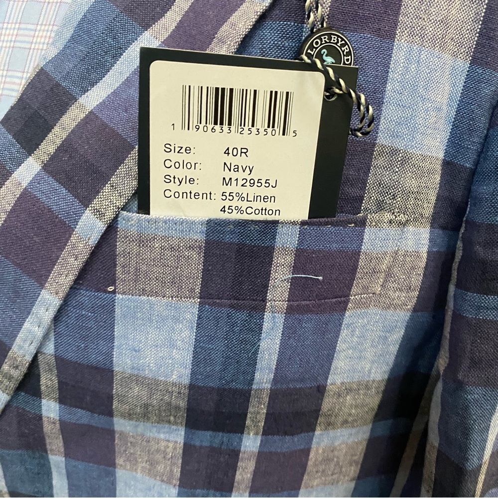 New Tailorbyrd linen blend check pattern 2 button… - image 4